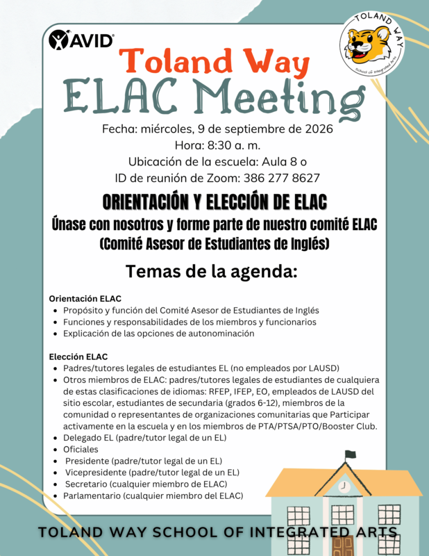 Join us for ELAC Orientations and Elections!