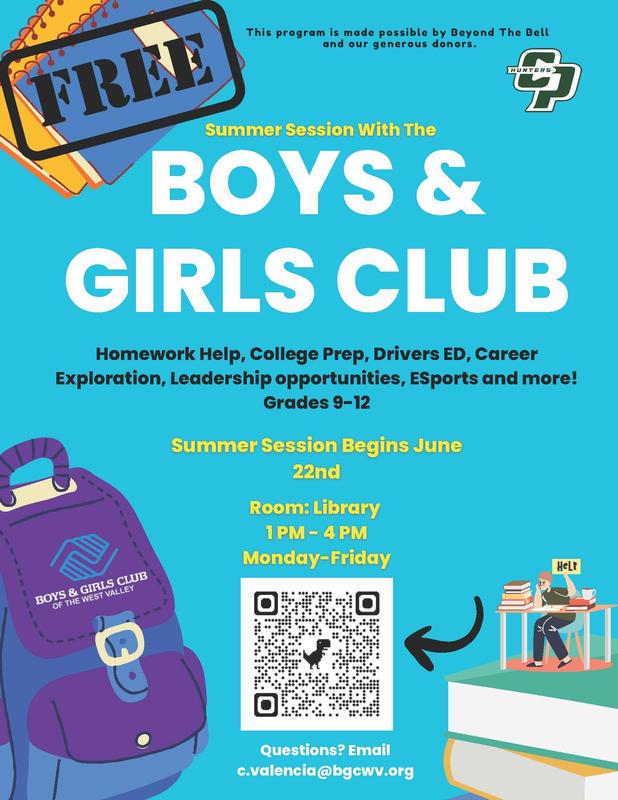 Boys and Girls Club Summer Program begins Monday June 22nd.