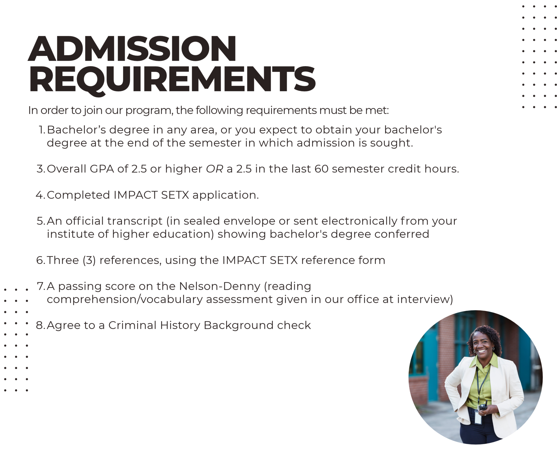 ADMISSION REQUIREMENTS 