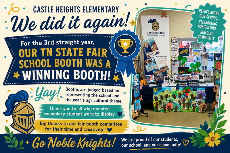 Graphic announcing 3rd year CH has had winning fair booth