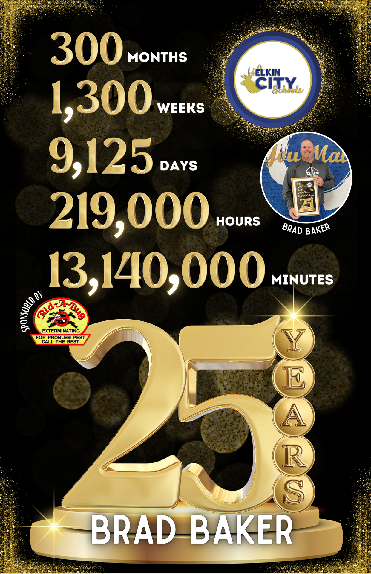 Years of service graphic - 25 years Brad Baker