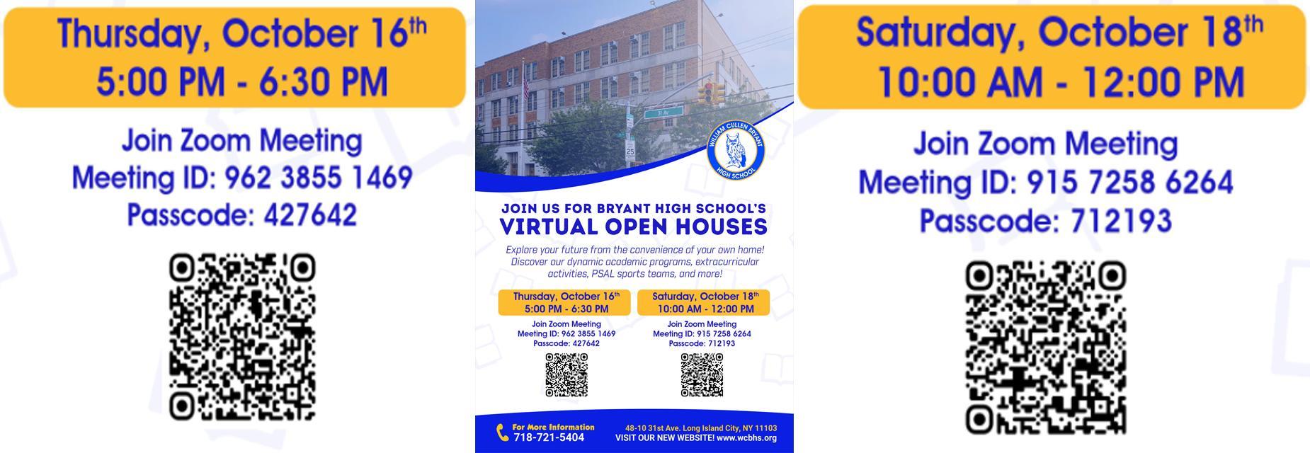 Virtual Open House Zoom Links