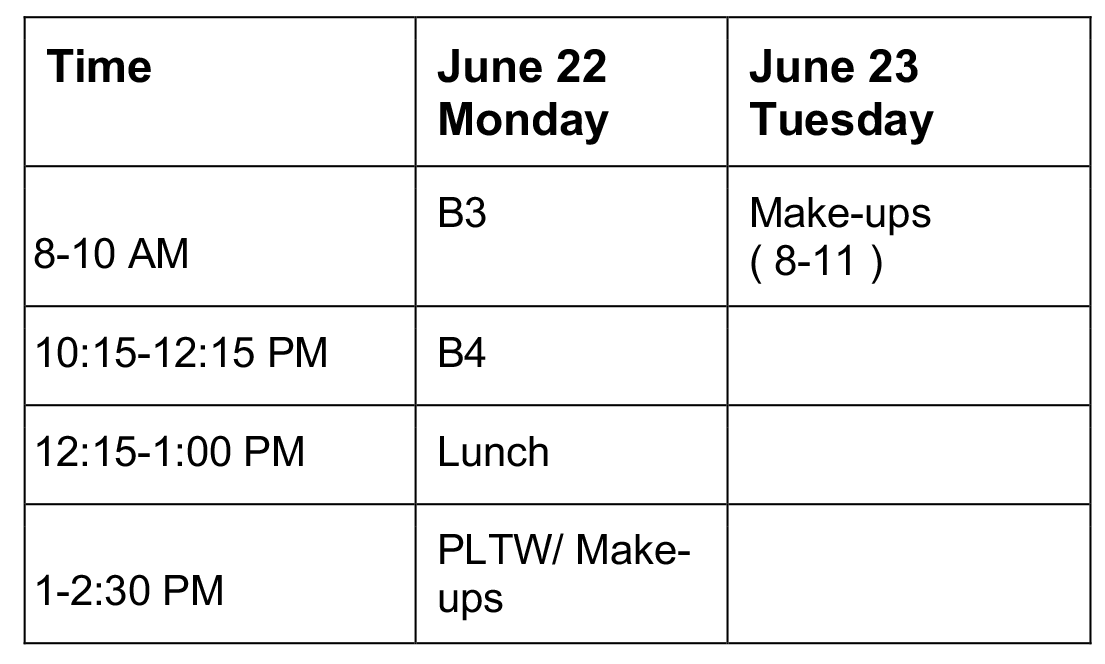 A graph schedule, dates and times, no images