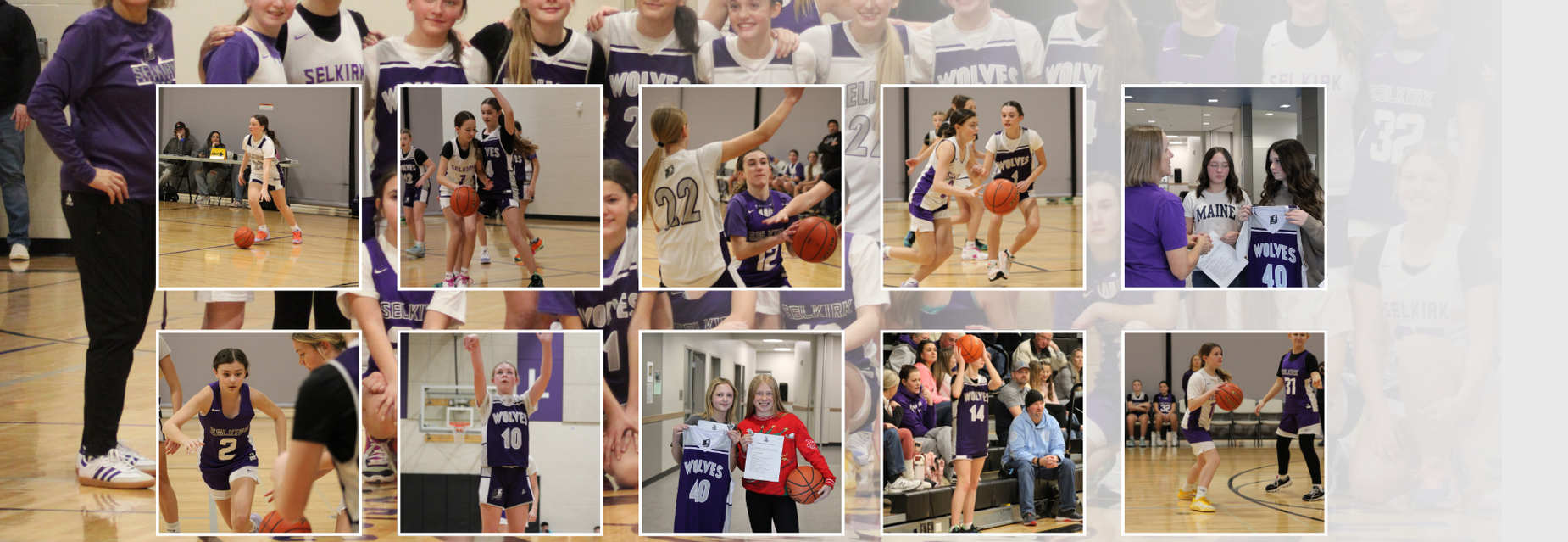 Purple vs White basketball team photo and more