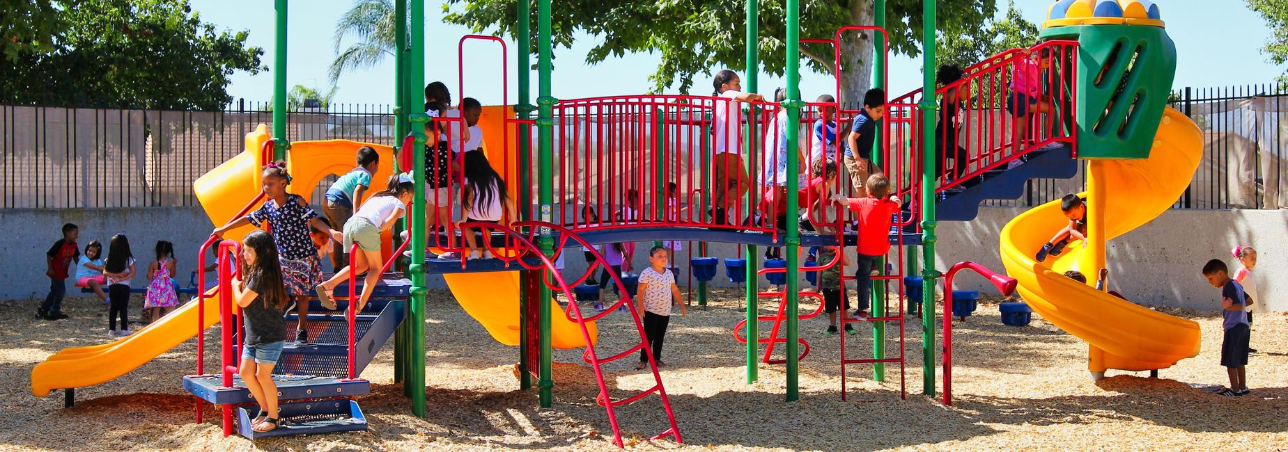 Students playing on a playground