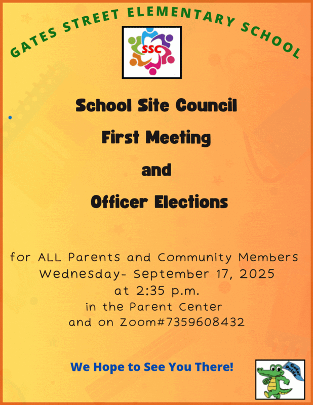 Parents are guardians,  Please join us for our School Site Council Meeting in the Parent Center.   When: September 17, 2025   Time: 2:35 p.m.   Location: Parent Center      Together we can Make a Difference!