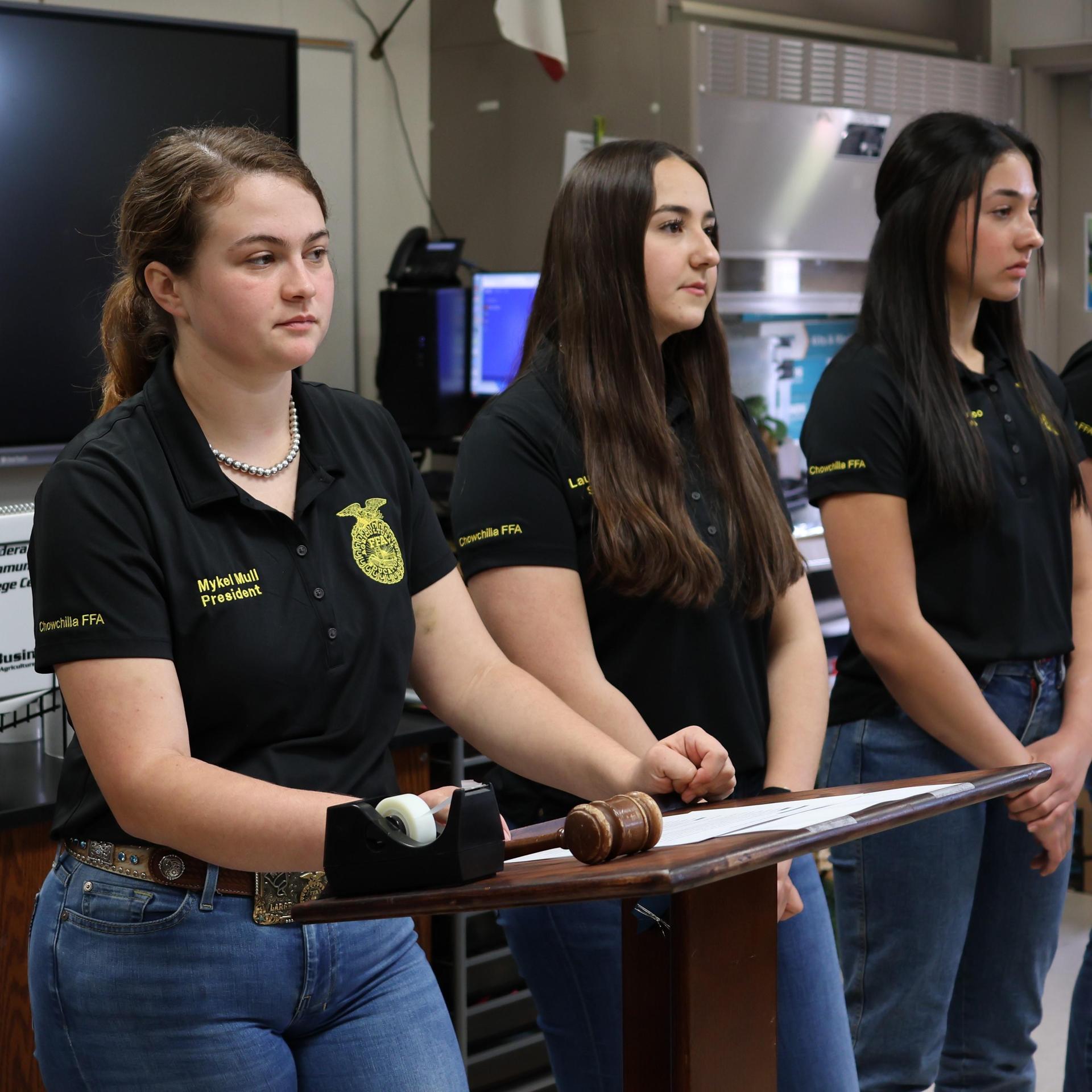 Future Farmer officers conducting the meeting