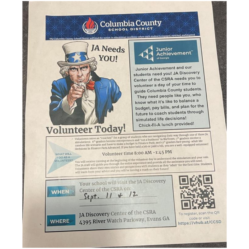 JA VOLUNTEERS NEEDED