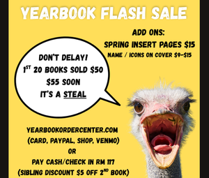 Flyer for Yearbook Flash Sale (all information is in the article)