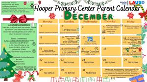 December parent calendar