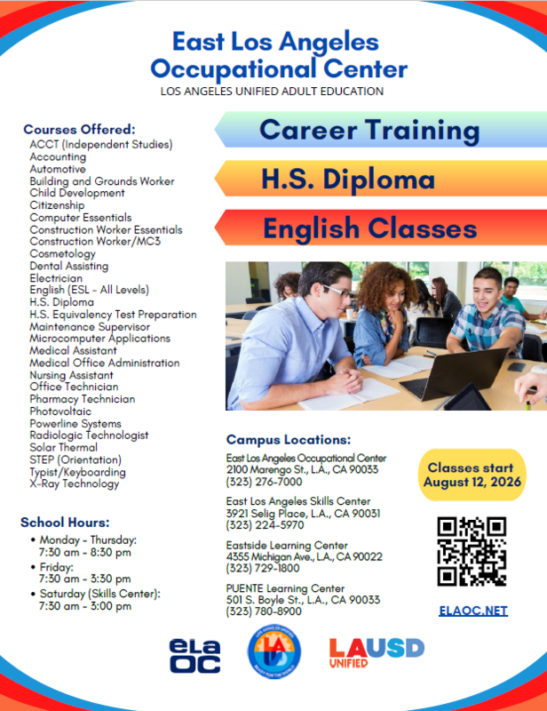 ELAOC All in one Flyer Classes start Aug. 12