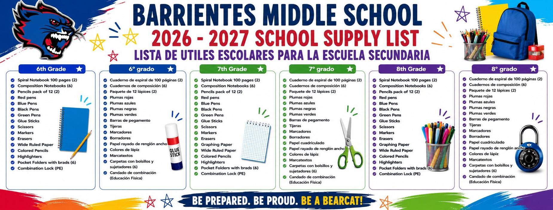 2026 - 2027School Supply List