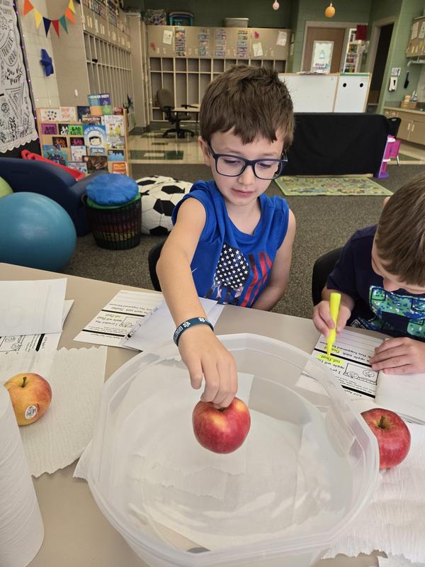 Students help find the prized apple