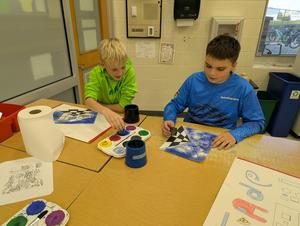 Sixth grade students have been working on drawing an aquarium