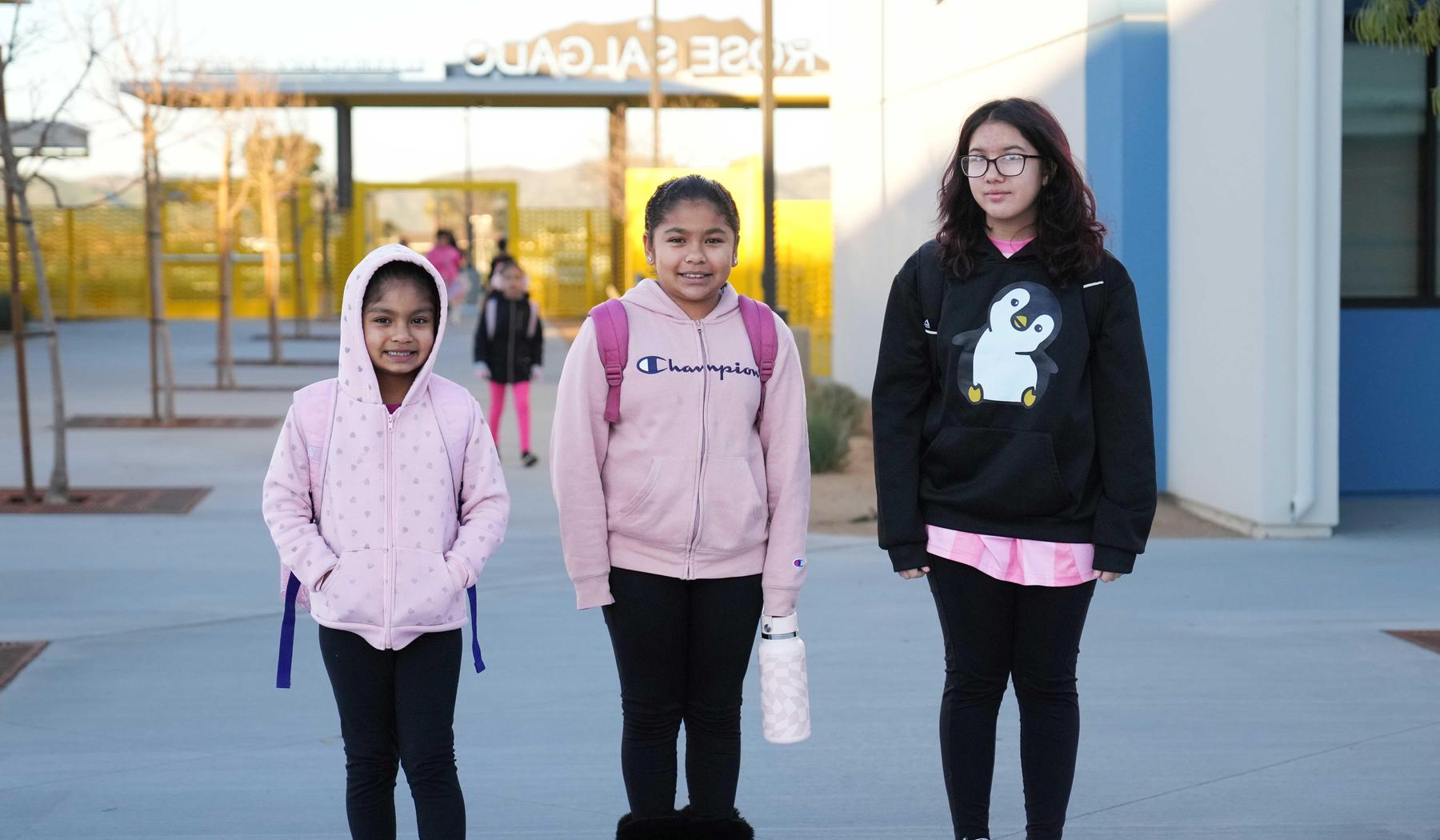three elementary school girls