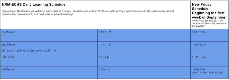 2021-2022 Daily Schedule & Friday's New Schedule