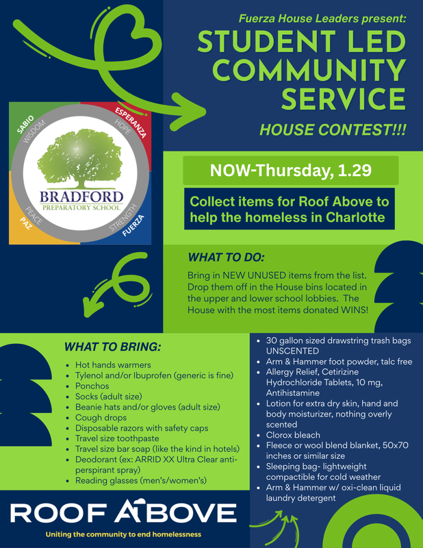 Roof above donation flyer