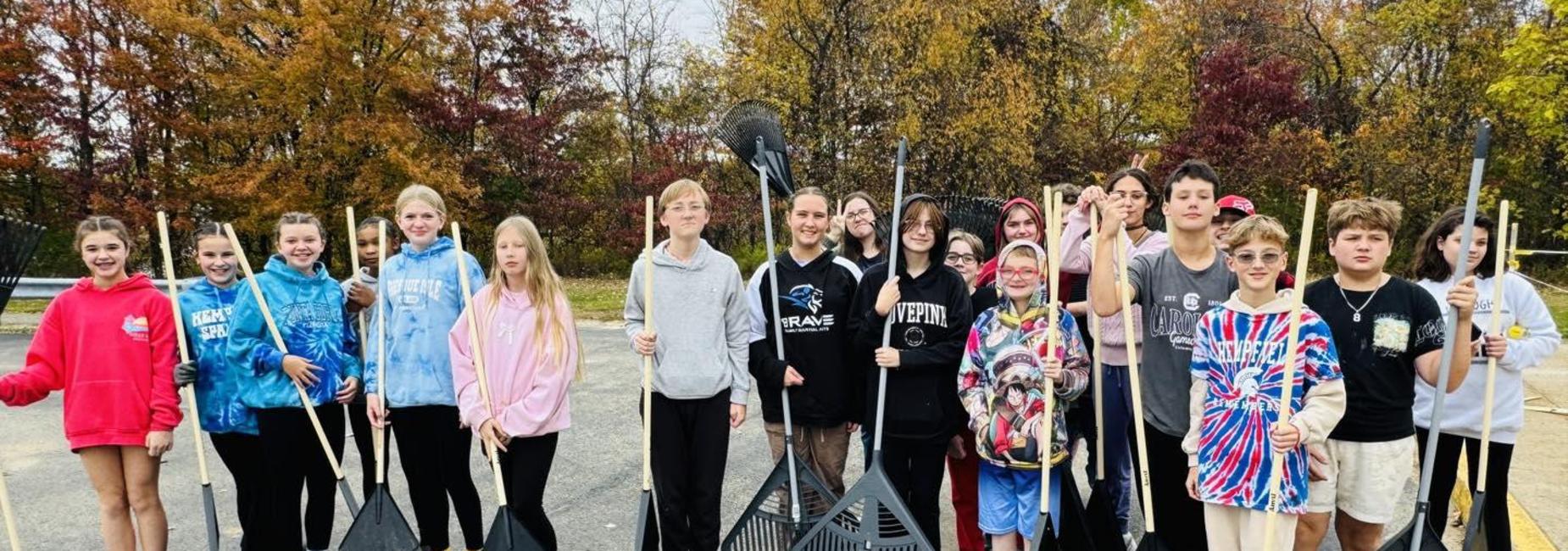 WHM Students Raking Leaves