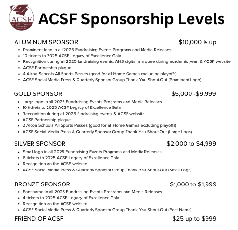 ACSF Sponsorship Levels