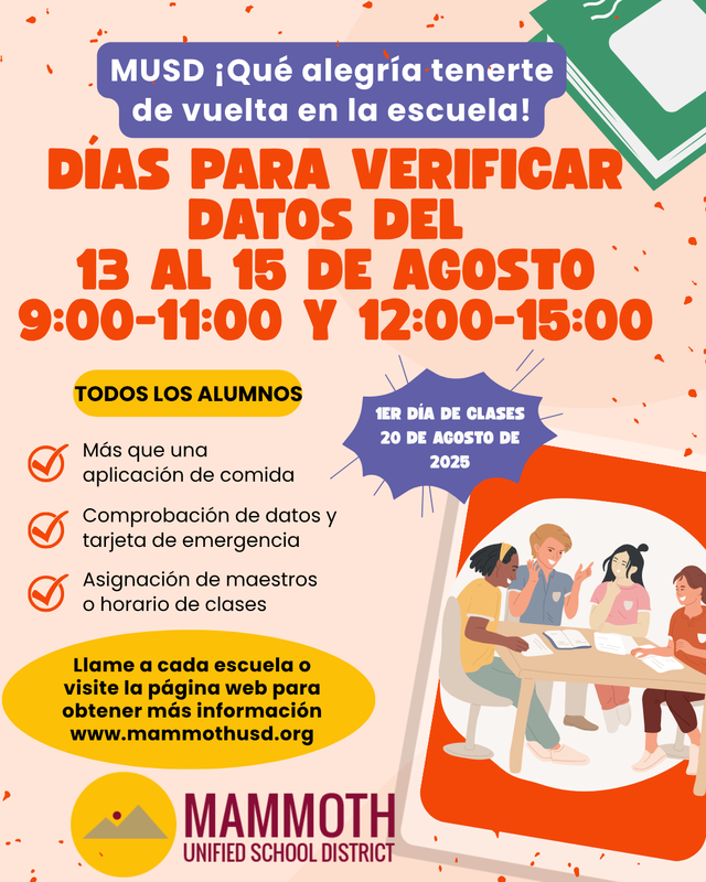 MUSD Data Verification Days Flyer - Spanish