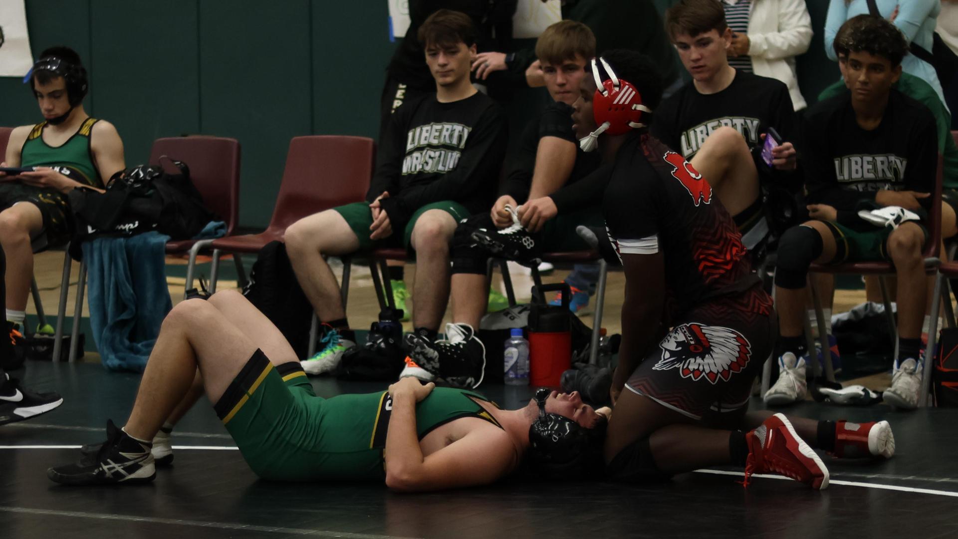 boys wrestling at liberty duals