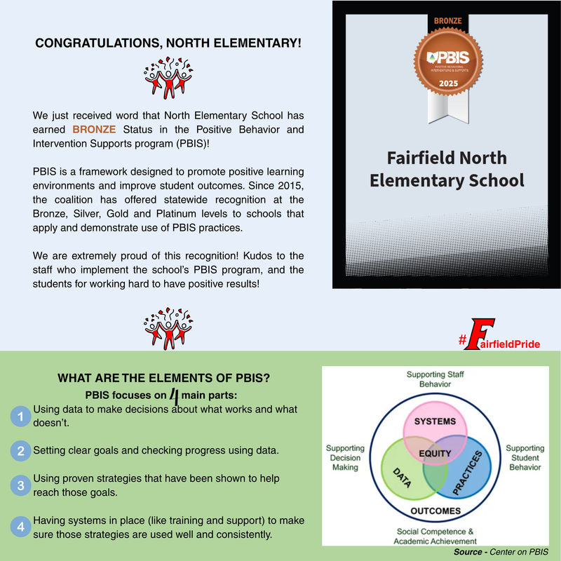 North Elementary received a Bronze level award for its PBIS. This is the write-up.