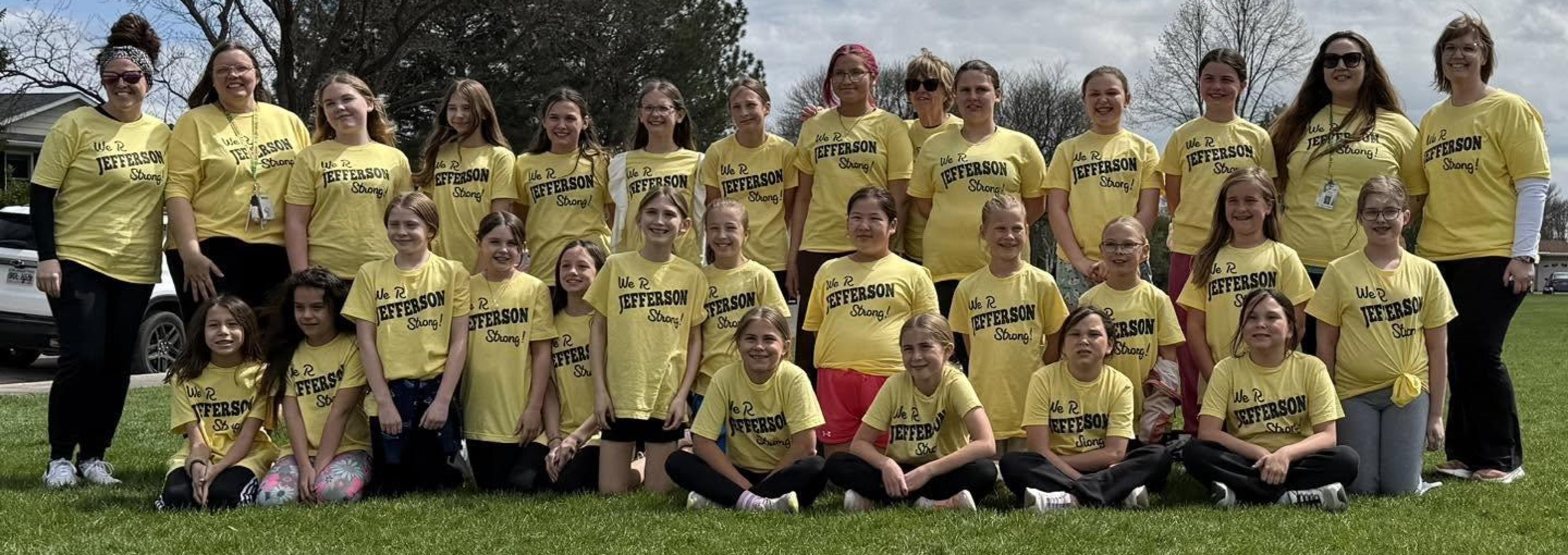 Jefferson Elementary Students with We Are Strong T-Shirts.