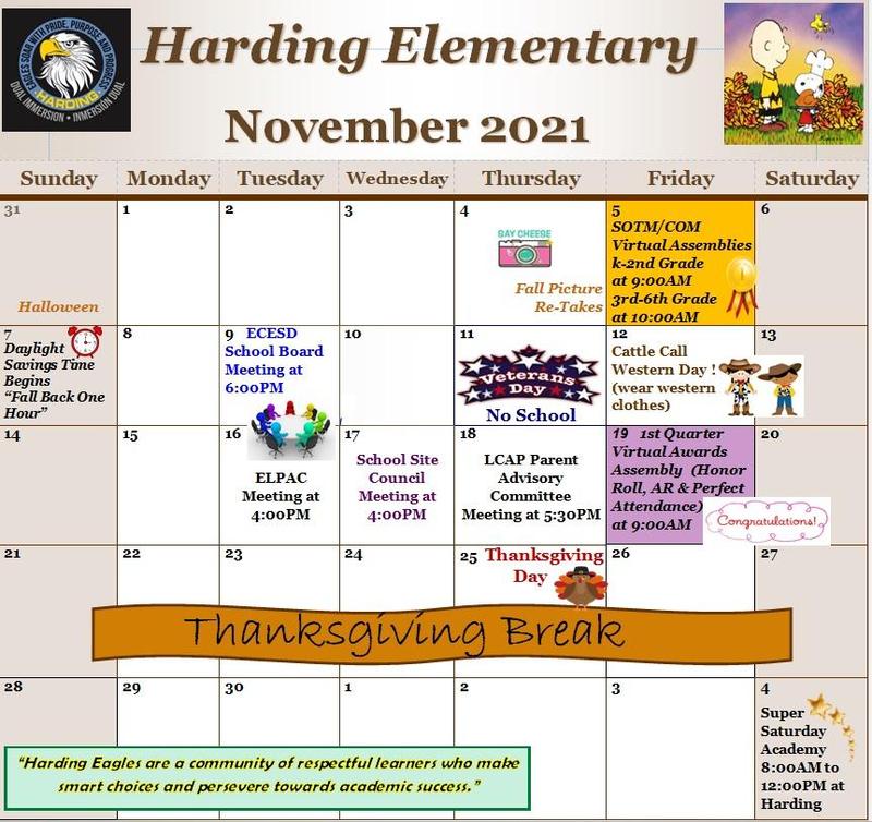November 2021 School Calendar/Calendario Escolar de Noviembre 2021 Featured Photo
