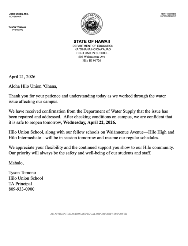 🚨 SCHOOL REOPENING: Wednesday, April 22, 2026 🚨 Featured Photo