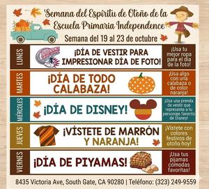 Semana del Espíritu de Otoño de la Escuela Primaria Independence