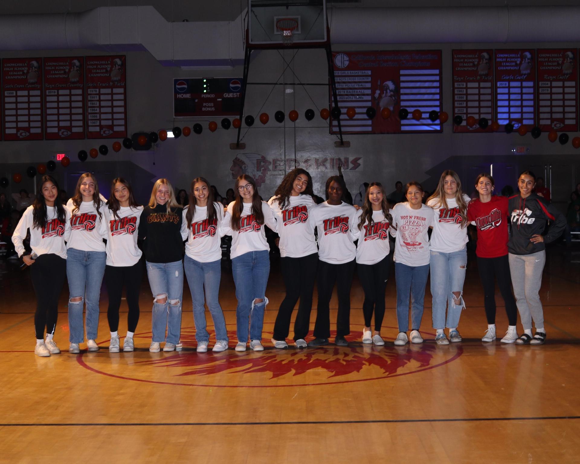 Students and staff enjoying the fall sports rally