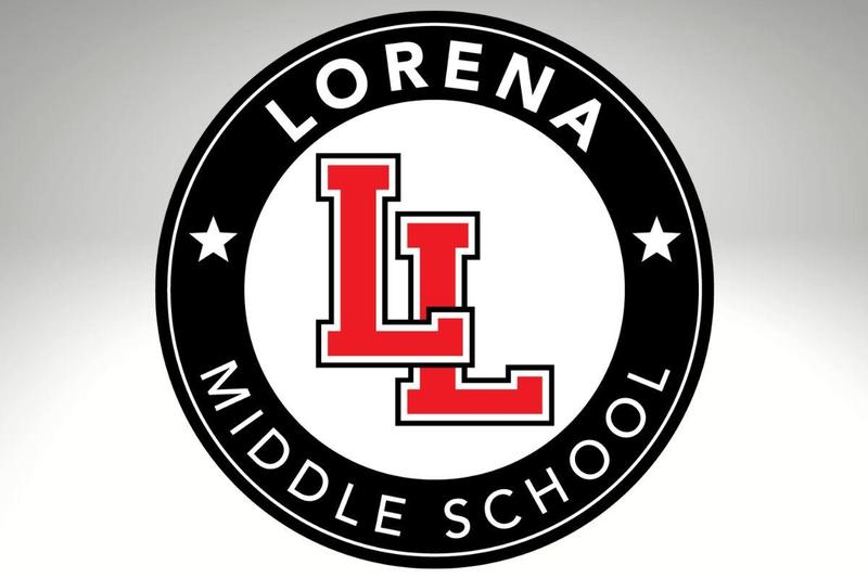 Lorena Middle School black circle logo with red LL in the middle