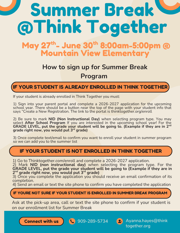 Summer Break Information