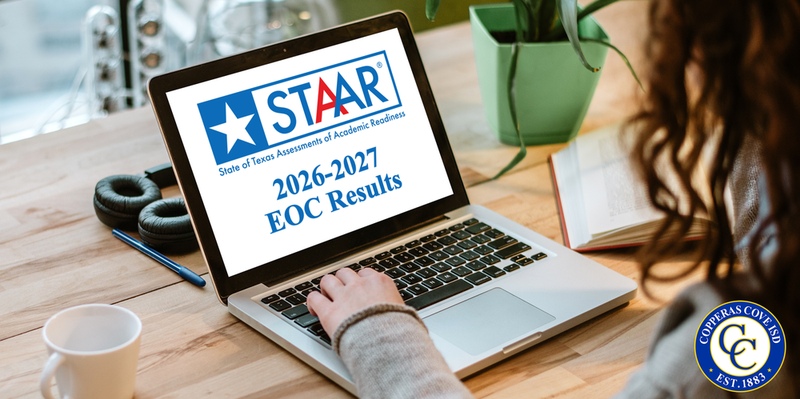 A computer with STAAR 2026-27 EOC Results on the screen