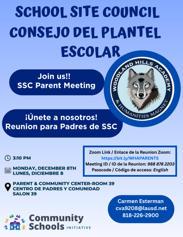 School Site Council - Monday, December 8th - 3:10 PM - Parent Center Featured Photo