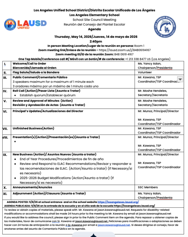 SSC Agenda