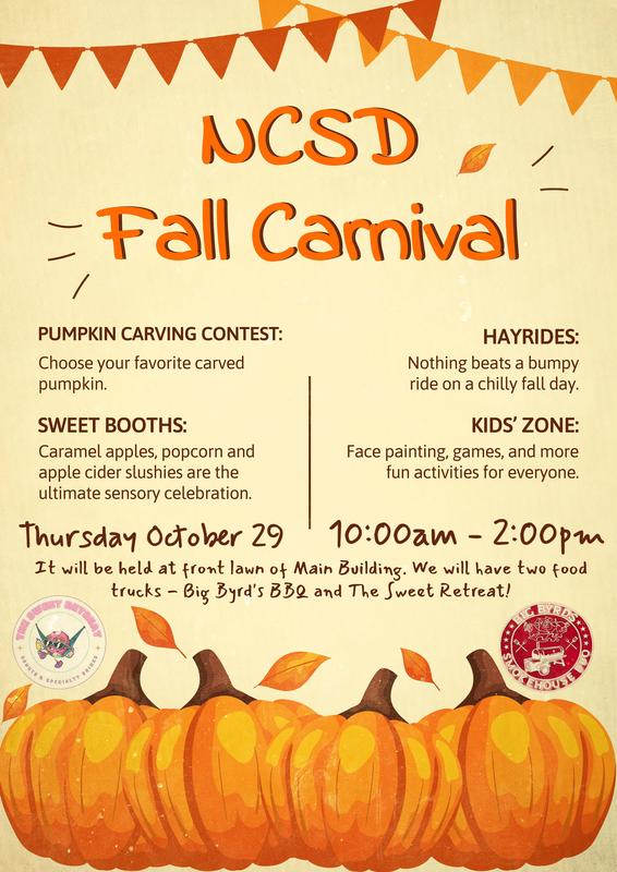 Fall Carnival Flier for Oct 29, 2026 with fall graphics including pumpkins and leaves