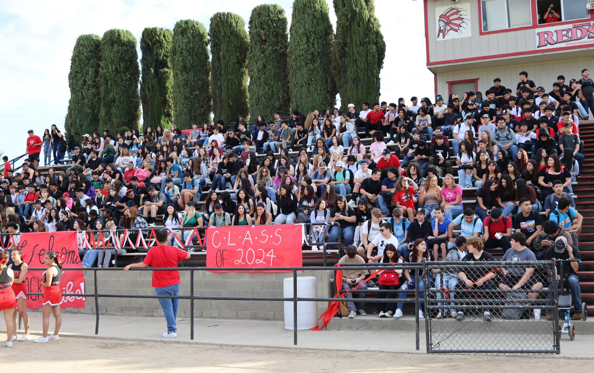 Students and staff enjoying the back to school rally