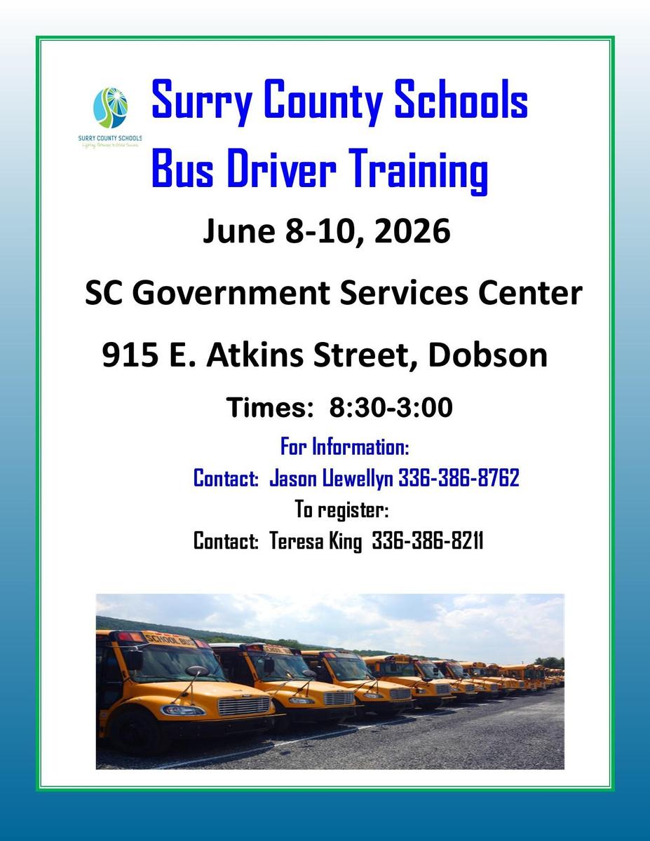 Bus Training Flyer - June 8, 2026 8:30am-3:30pm - Dobson