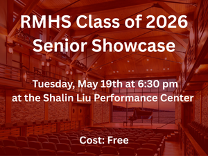 RMHS Senior Showcase on a red background