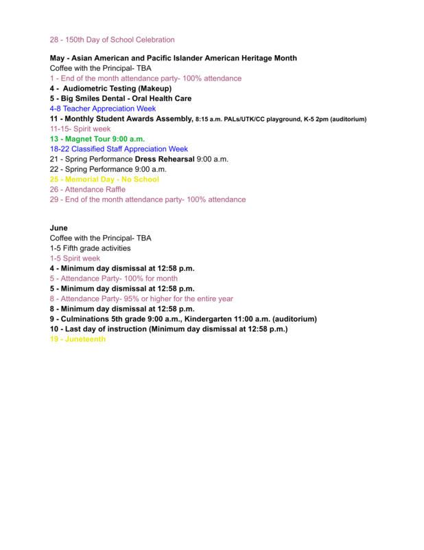 School Calendar Page 4