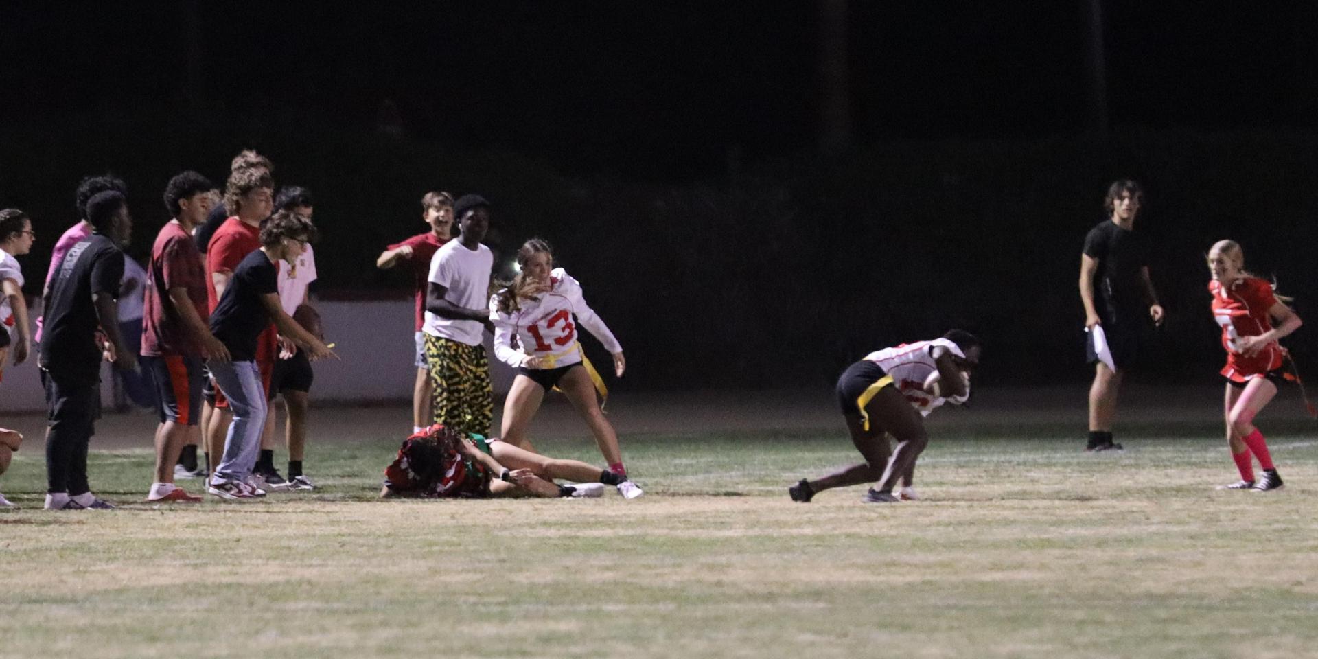 girls playing flag football