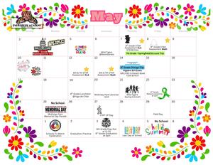 May calendar with flowers