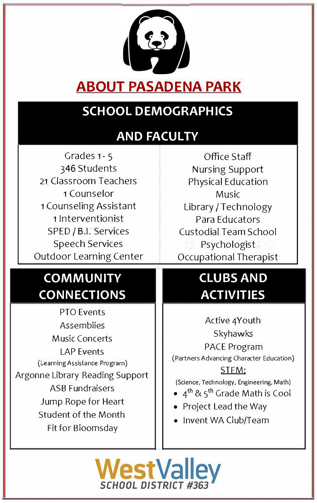 About Our School - About Our School - Pasadena Park Elementary School