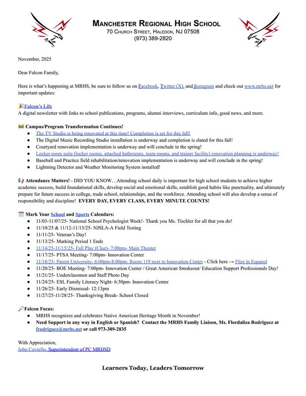 Superintendent's Message for November 2025