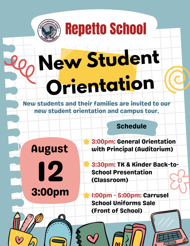 TK, Kindergarten, and New Student Orientation on August 12 at 3 pm Featured Photo
