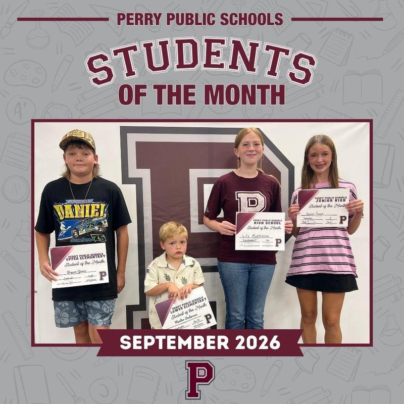 Perry Public Schools September Students of the Month