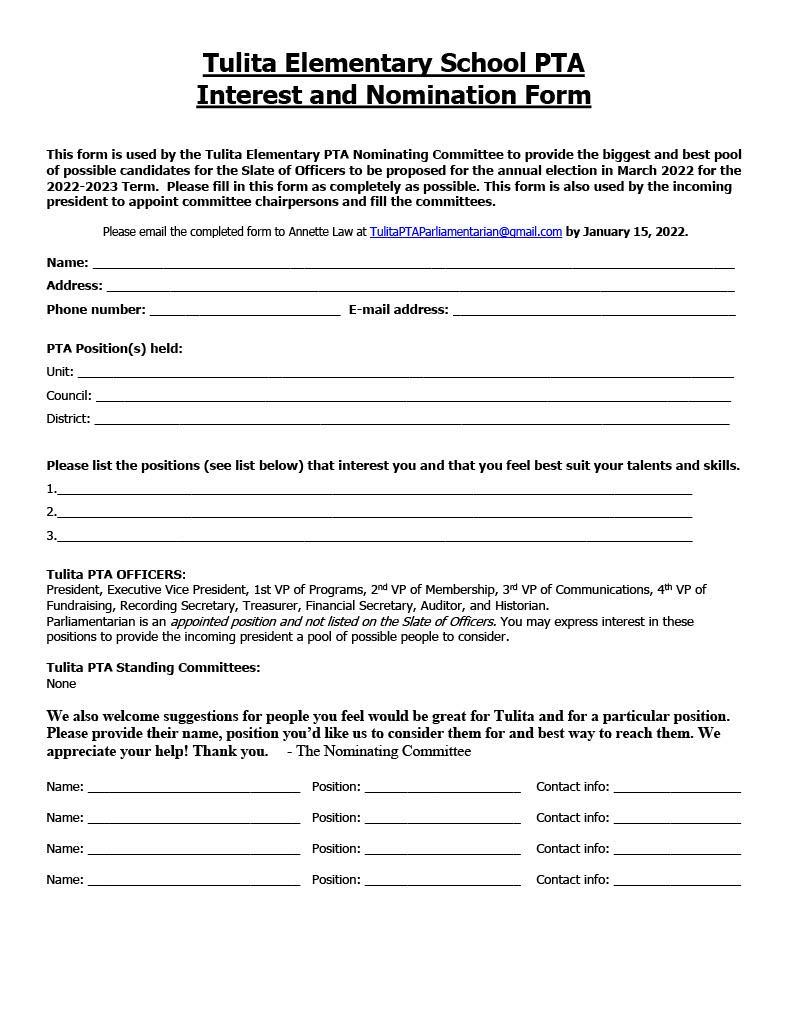 Exec Board nomination form