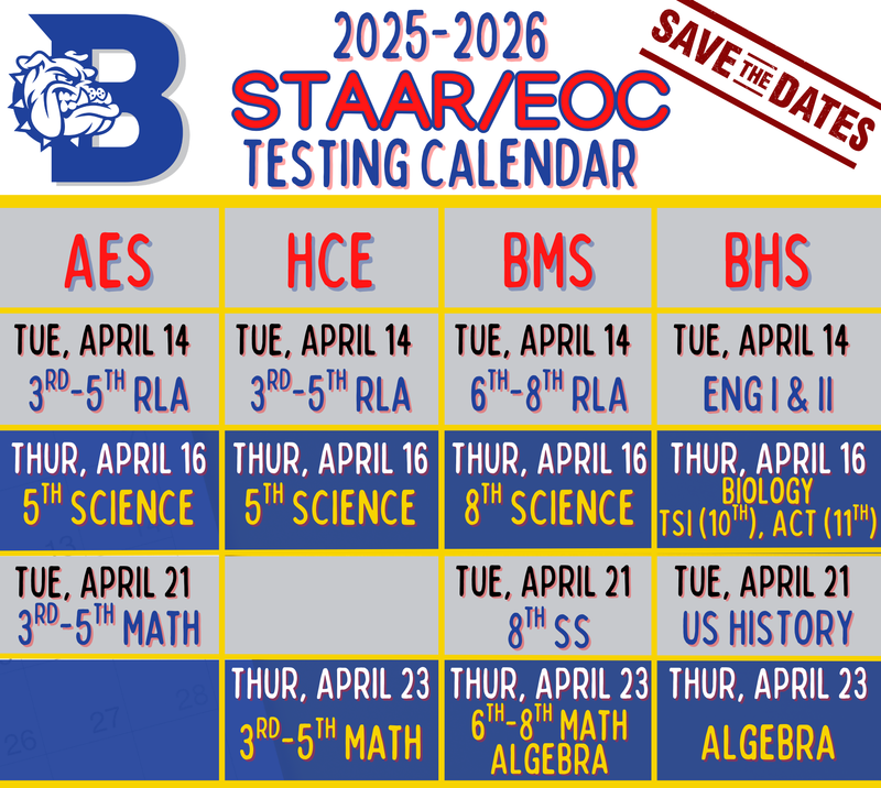 STAAR EOC Testing Dates