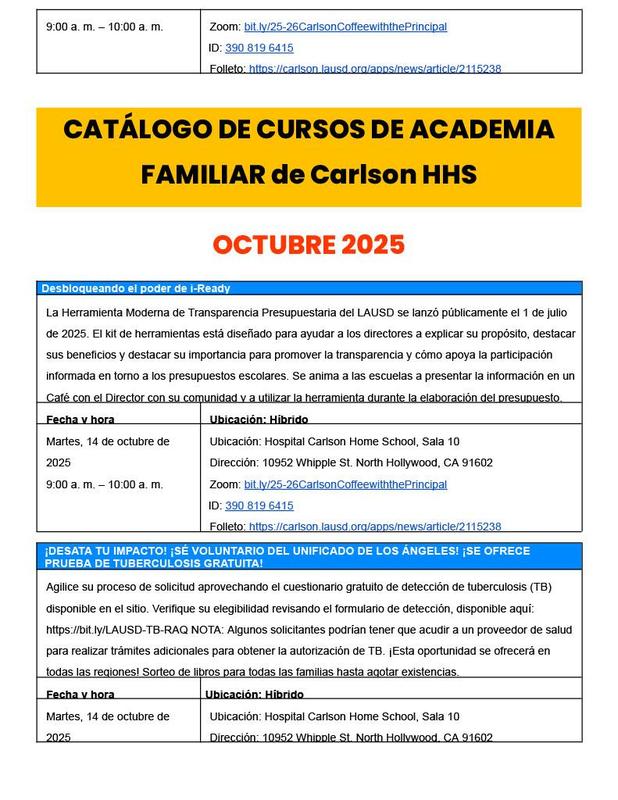 Family Academy course catalog spanish 3